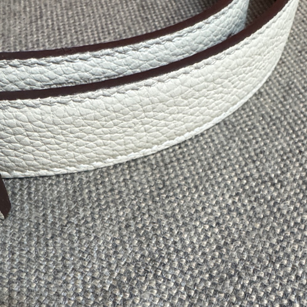 White Leather Belt with Silver H Buckle - Picture 3 of 8